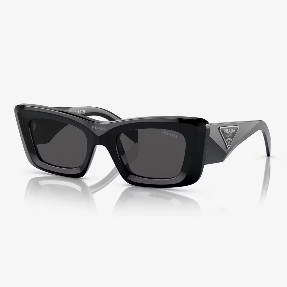 Prada PR 13ZS 1AB5S0 50 Women’s Cat-Eye Sunglasses - Black Acetate Frame, Dark Grey Lenses