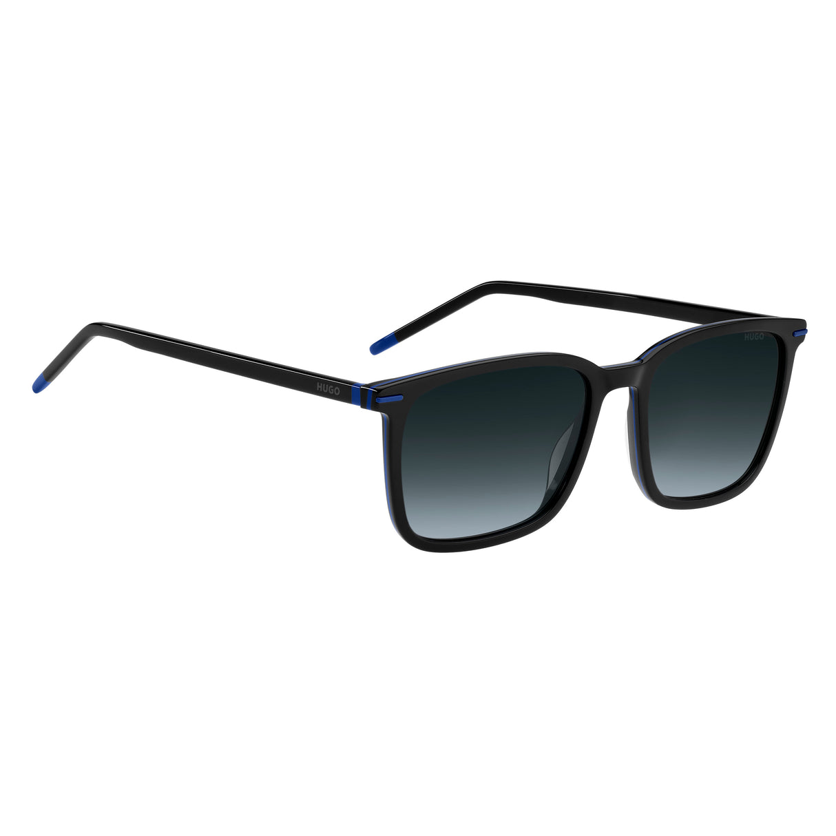 HUGO HG 1168/S Sunglasses – Black Blue Acetate Frame, Dark Gray Shaded Lenses