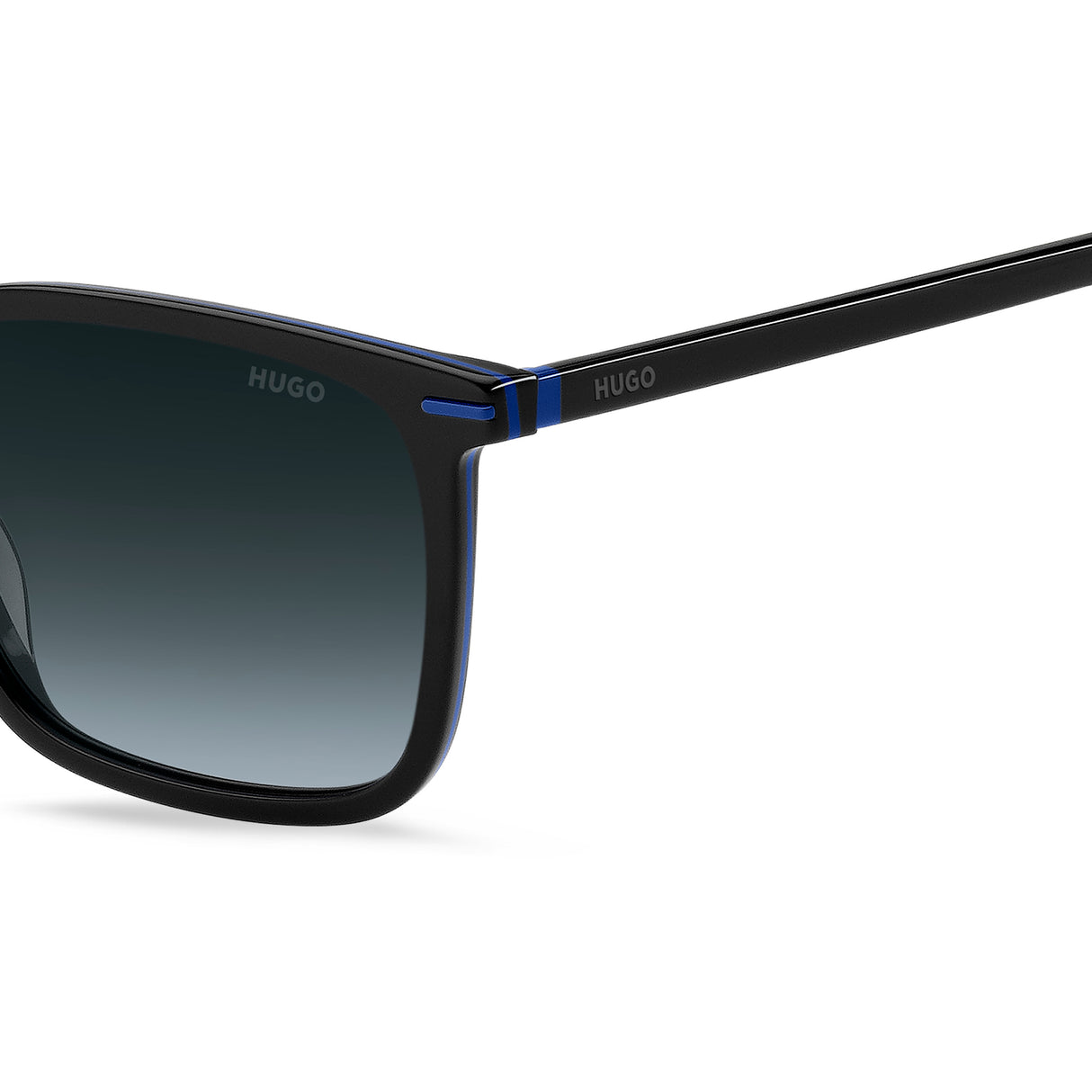 HUGO HG 1168/S Sunglasses – Black Blue Acetate Frame, Dark Gray Shaded Lenses