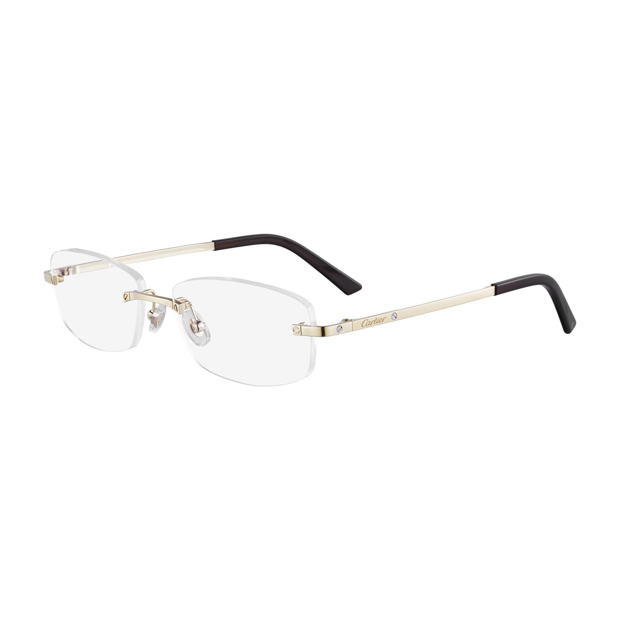 Cartier CT0086O 001 54 Gold Titanium Rectangle Eyeglasses with Transparent AR Lenses