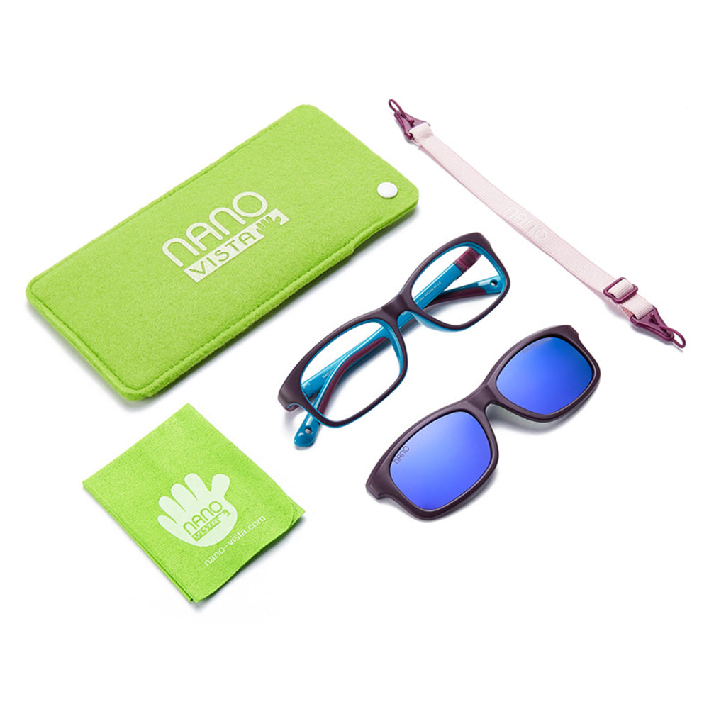 Nano Vista Indestructible Arcade SC – Unbreakable Kids Eyeglasses with Solar Clip-On Lenses