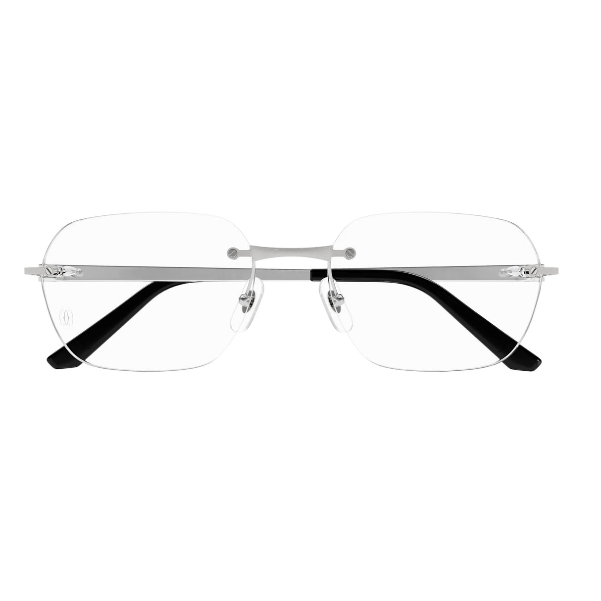 Cartier CT0407O 002 57 Silver Titanium Rectangle Eyeglasses with Transparent AR Lenses