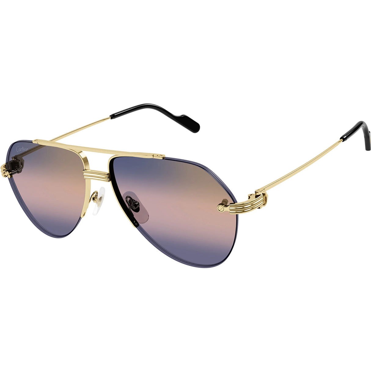 Cartier CT0427S 004 58 Gold Aviator Men's Sunglasses with Blue Multi Treatment Lenses