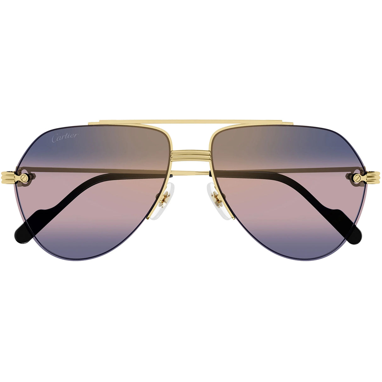 Cartier CT0427S 004 58 Gold Aviator Men's Sunglasses with Blue Multi Treatment Lenses