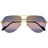 Cartier CT0427S 004 58 Gold Aviator Men's Sunglasses with Blue Multi Treatment Lenses