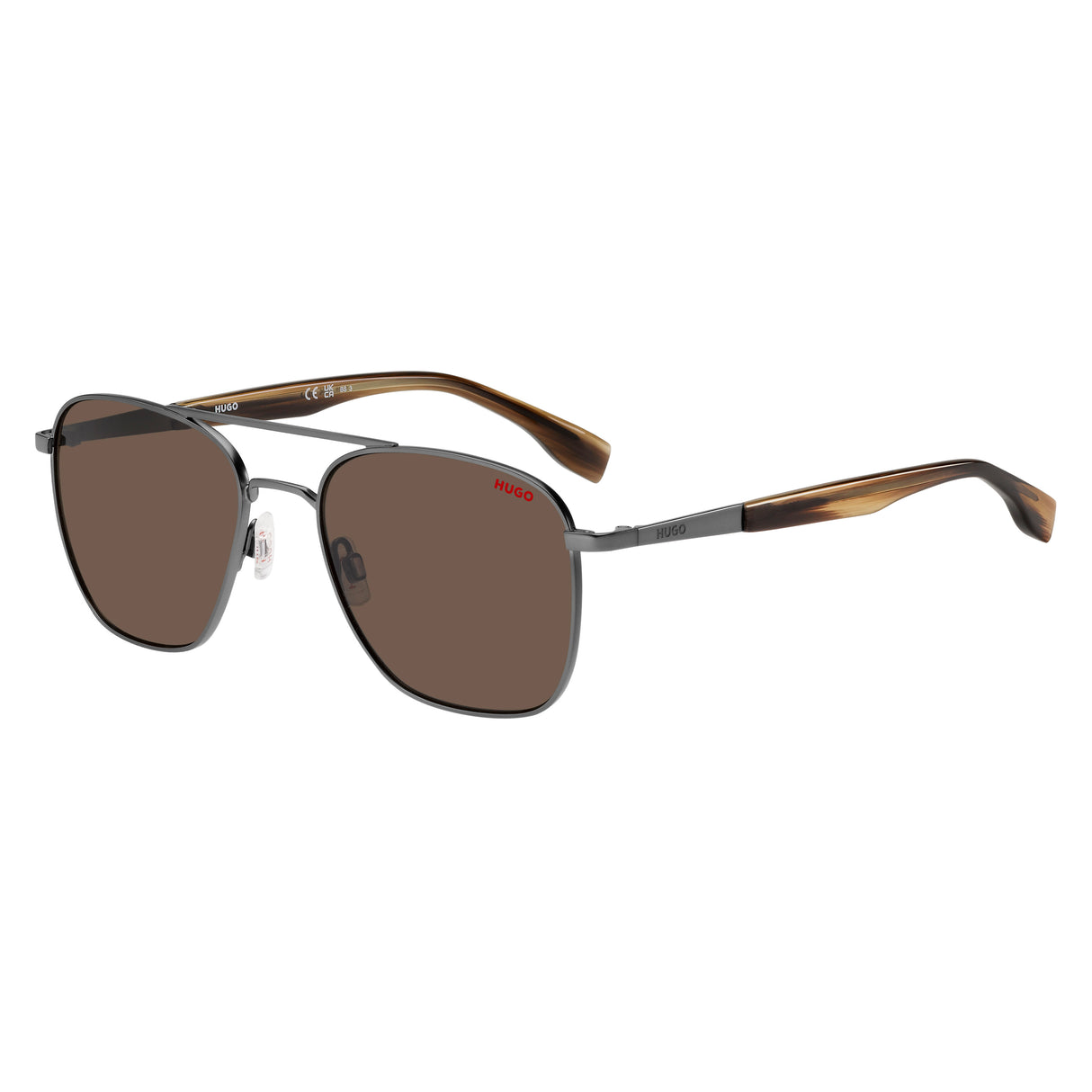 HUGO HG 0330/S R80 55 Sunglasses - Matte Dark Ruthenium Frame, Brown Lenses