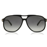 TOM FORD Raoul FT0753-01B 62 Sunglasses - Shiny Black Aviator, Gradient Smoke Lenses