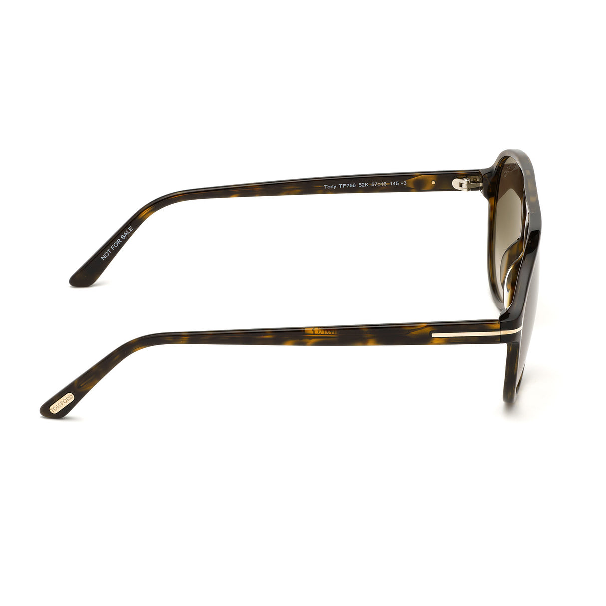 TOM FORD Tony FT0756 52K 57 Sunglasses - Dark Havana Pilot Frame, Roviex Gradient Lenses