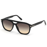 TOM FORD Gerrard FT0776 - 01B 56 Sunglasses - Shiny Black Frame, Gradient Smoke Lenses