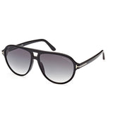 TOM FORD Jeffrey FT0932/01B 59 Sunglasses - Shiny Black Frame, Gradient Smoke Lenses