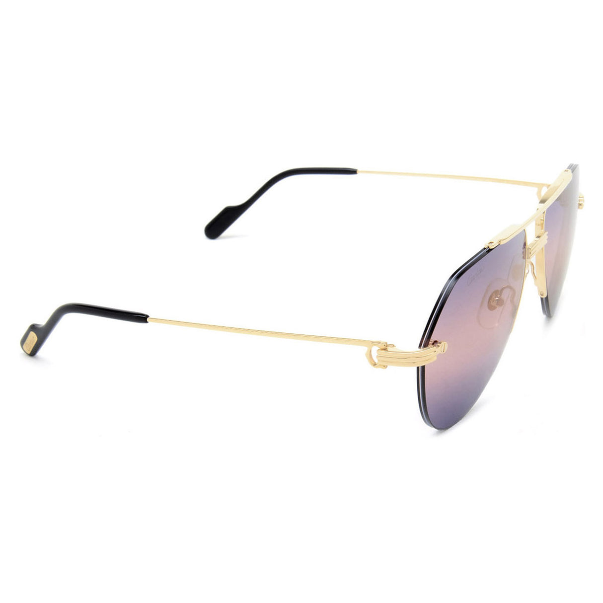 Cartier CT0427S 004 58 Gold Aviator Men's Sunglasses with Blue Multi Treatment Lenses