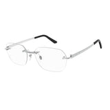 Cartier CT0407O 002 57 Silver Titanium Rectangle Eyeglasses with Transparent AR Lenses