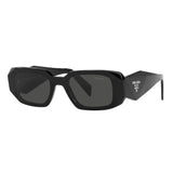 Prada PR 17WS 1AB5S0 49 Women's Sunglasses - Black Rectangle Frame, Dark Gray Lenses