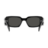 Prada PR 17WS 1AB5S0 49 Women's Sunglasses - Black Rectangle Frame, Dark Gray Lenses