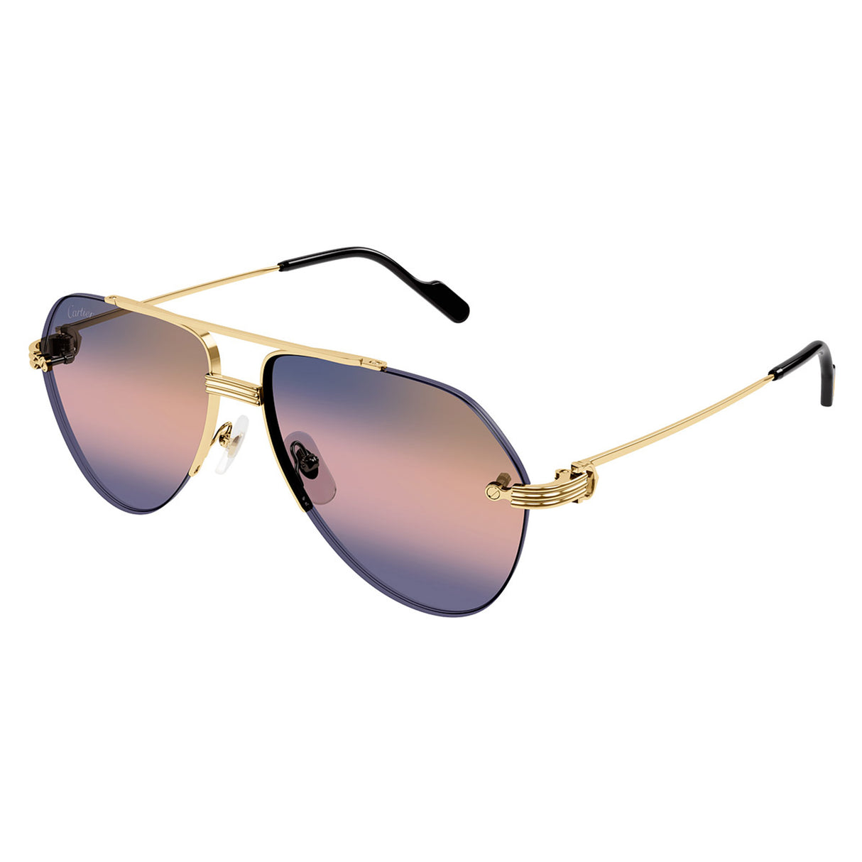 Cartier CT0427S 004 58 Gold Aviator Men's Sunglasses with Blue Multi Treatment Lenses