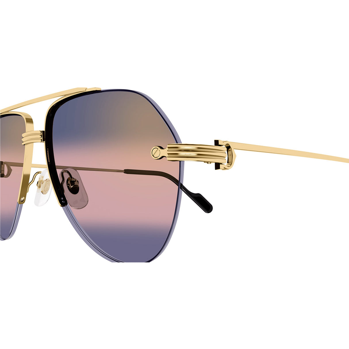 Cartier CT0427S 004 58 Gold Aviator Men's Sunglasses with Blue Multi Treatment Lenses